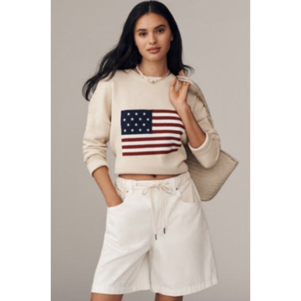 Anthropologie Ética Niko Drawstring Shorts. Long Bermuda Paper bag Sz XL White